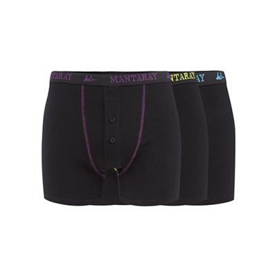 Big and tall pack of three black button boxers